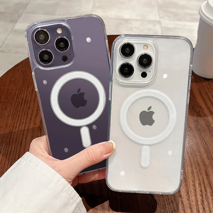 Magnetyczne przezroczyste etui MagSafe do iPhone 11 12 13 14 15 16 Pro Max Plus Mini – ochrona i ładowanie bezprzewodowe