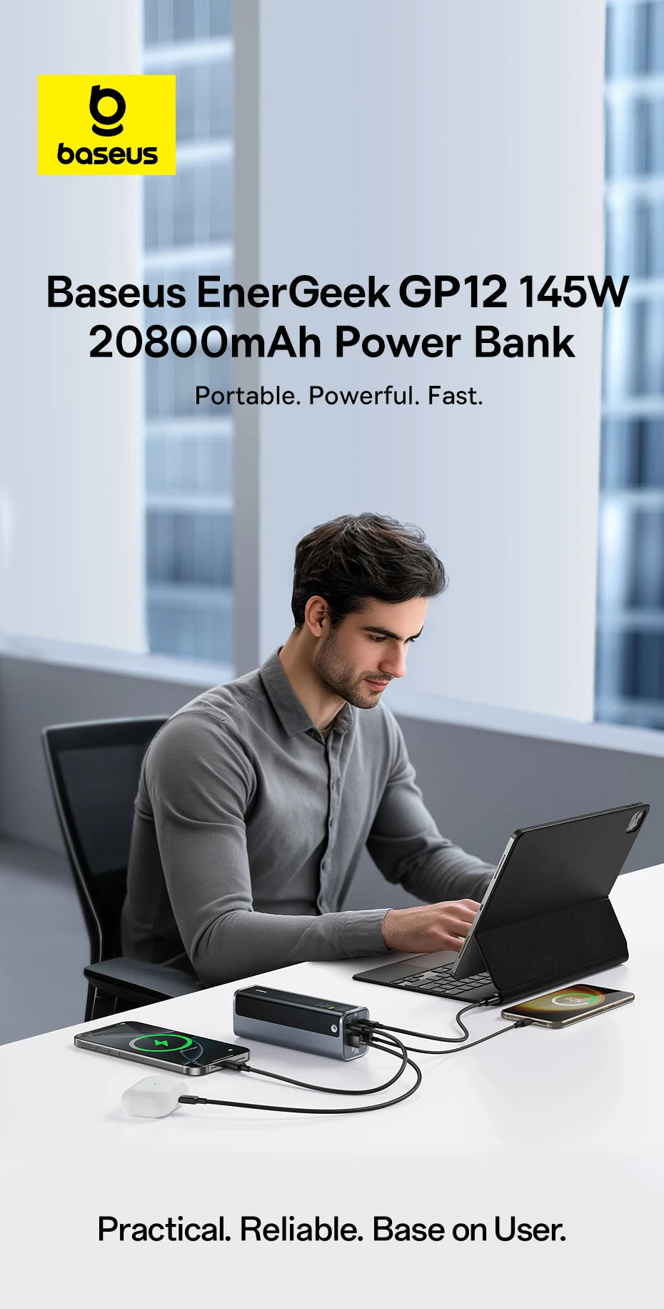 Baseus 145W Power Bank 20800mAh USB-C Szybkie Ładowanie