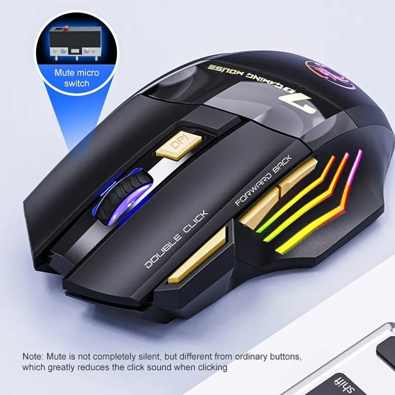 Mysz Bezprzewodowa IMICE GW-X7 Gaming 3200DPI Bluetooth 2.4GHz 7 Klawiszy LED RGB Cicha Ładowalna