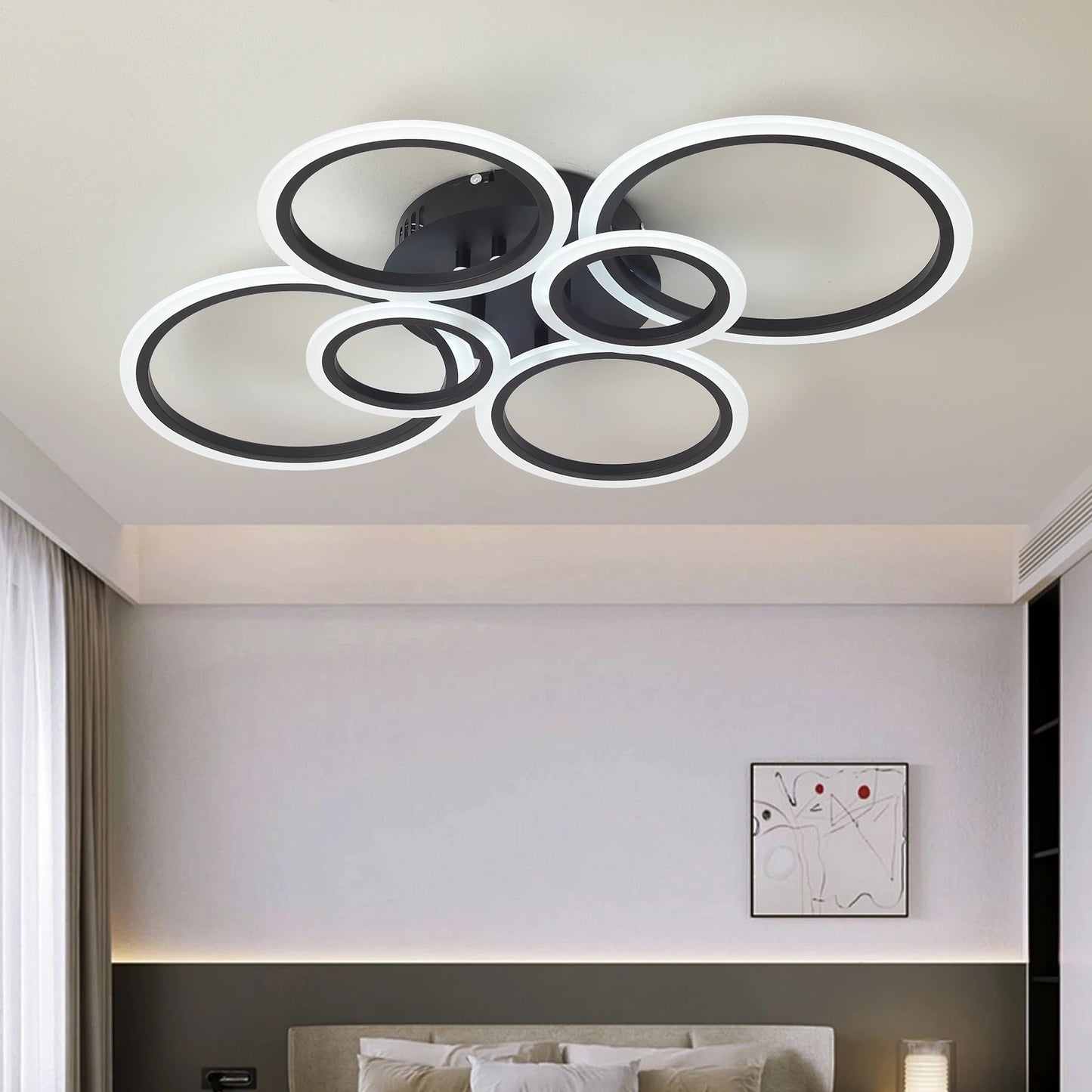 Lampa sufitowa LED do salonu kuchni sypialni - czarna biała - ściemnialna