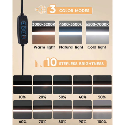 Lampka biurkowa LED 10W z imadłem i ramieniem | 10 poziomów jasności, 3 tryby, USB | ALTCHIHYQ