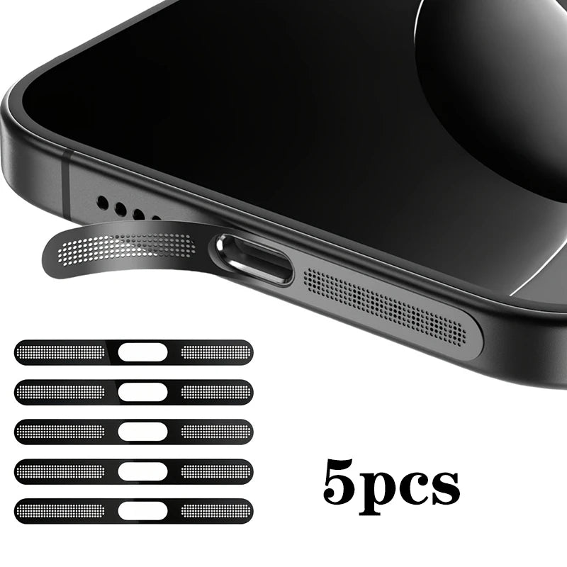 Siateczka przeciwkurzowa do iPhone 12 13 14 15 16 Pro – metalowa ochrona głośnika słuchawkowego (5 szt.)