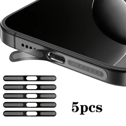 Siateczka przeciwkurzowa do iPhone 12 13 14 15 16 Pro – metalowa ochrona głośnika słuchawkowego (5 szt.)