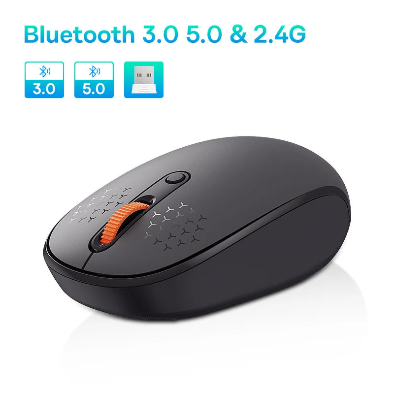 Baseus F01B Mysz Bezprzewodowa Bluetooth 3w1 (BT5.0 + BT3.0 + 2.4GHz) 1600DPI Cicha Ergonomiczna