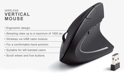 Pionowa Mysz Bezprzewodowa Ergonomiczna 2.4GHz 6 Przycisków DPI 800/1200/1600 do Laptopa PC