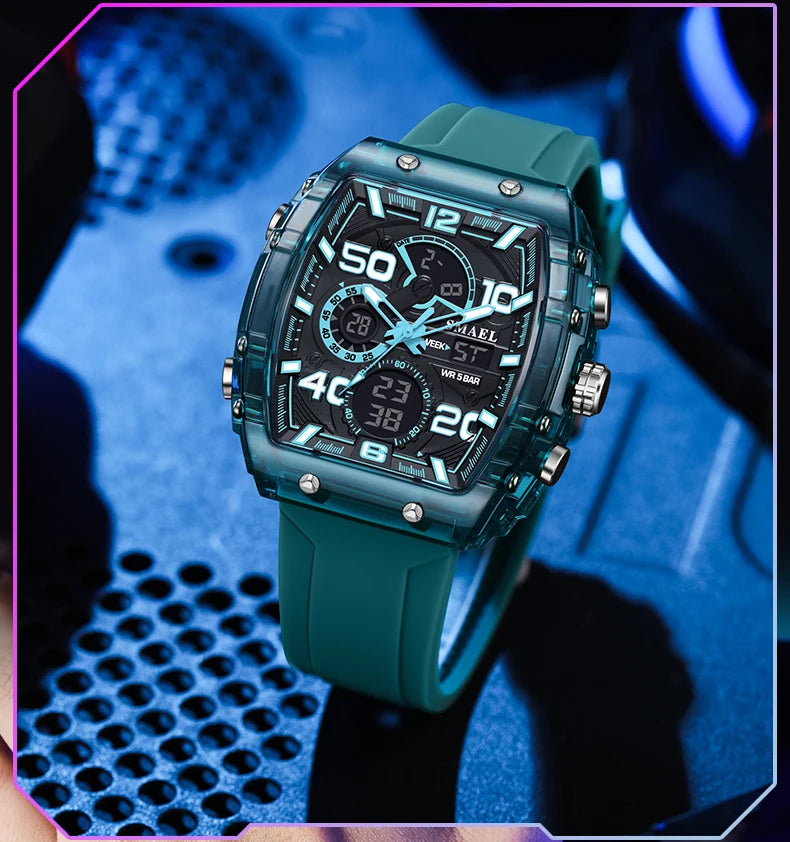Smartwatch SMAEL 8109 – Dual Display, LED, Wodoszczelny 5ATM, Stoper i Alarm