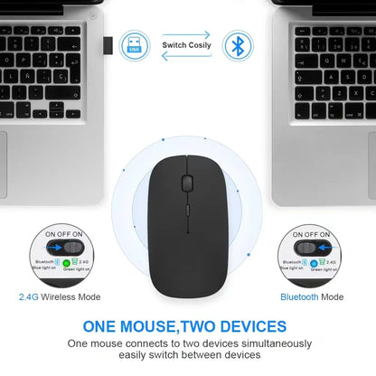 Mysz bezprzewodowa Bluetooth 2.4GHz cicha ładowana USB 1600 DPI