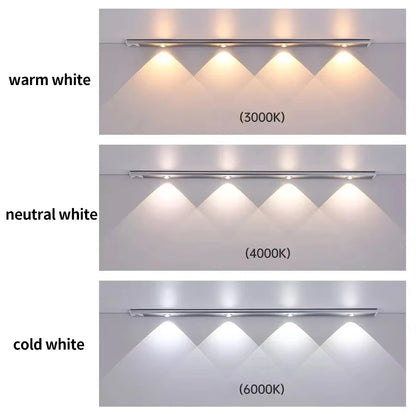 Lampka LED pod szafkę z czujnikiem ruchu – ładowanie USB-C, 3 barwy, przyciemnianie, 20/30/40/50 cm