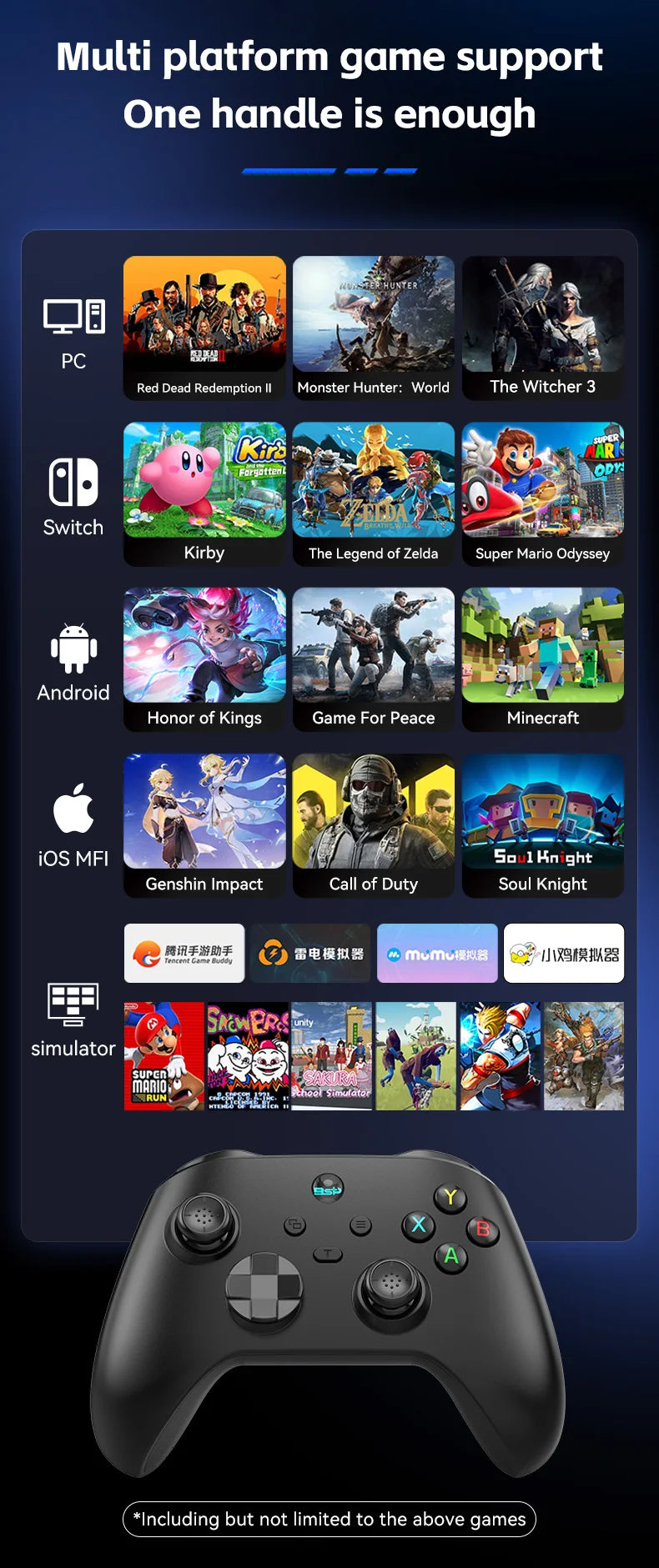 Kontroler G6 Bezprzewodowy do Gier Mobilnych z Hall Trigger i Hall Joystick | Switch / PC / Android / iOS