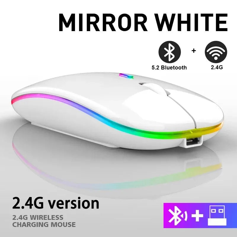 Mysz bezprzewodowa Bluetooth RGB podświetlenie LED ergonomiczna do laptopa PC 3600 DPI ładowana USB