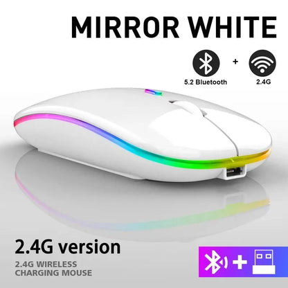 Mysz bezprzewodowa Bluetooth RGB podświetlenie LED ergonomiczna do laptopa PC 3600 DPI ładowana USB