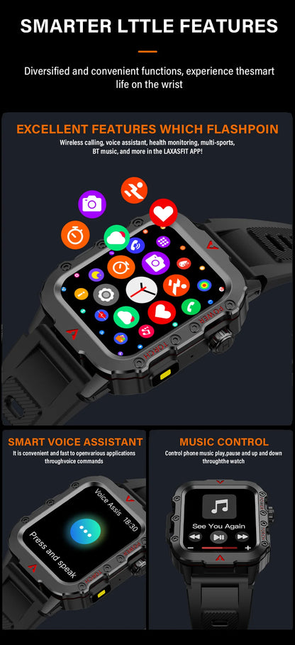 Smartwatch LAXASFIT Q11 – Latarka LED, Monitorowanie Zdrowia, Sport