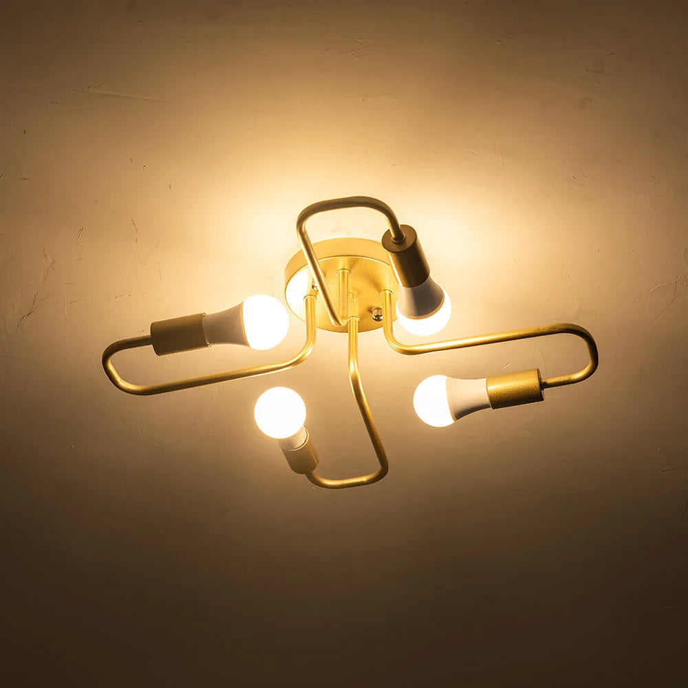 Żyrandol LED do salonu i kuchni 4x12W E27 czarny metalowy sufitowy