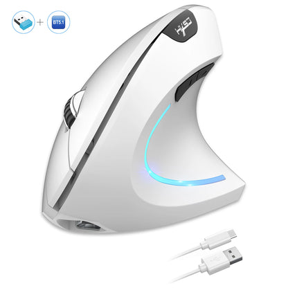 Mysz pionowa bezprzewodowa HXSJ T22 2.4G+BT5.1 ergonomiczna 2400DPI RGB ładowana USB-C