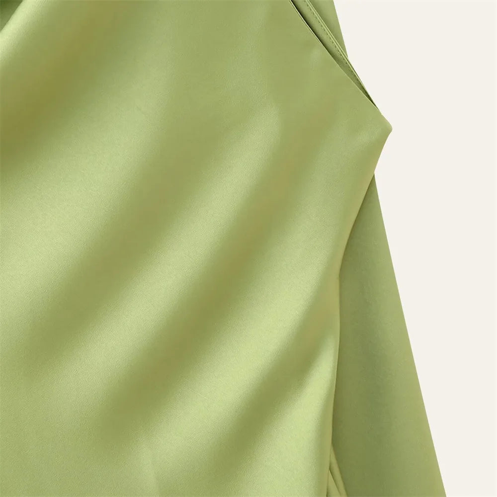 Satynowa Sukienka Halter Maxi z Odkrytymi Plecami – Wesele Studniówka Lato