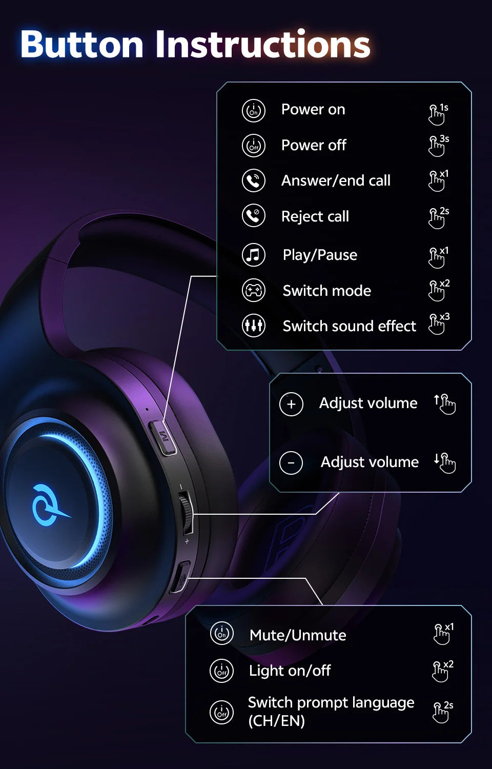 Słuchawki Bluetooth QCY Heroad V200 - 50mm Driver