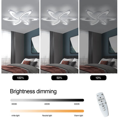 Lampa sufitowa LED Kwiat | Akryl i aluminium | 3 barwy światła | Pilot | 10-15 m²