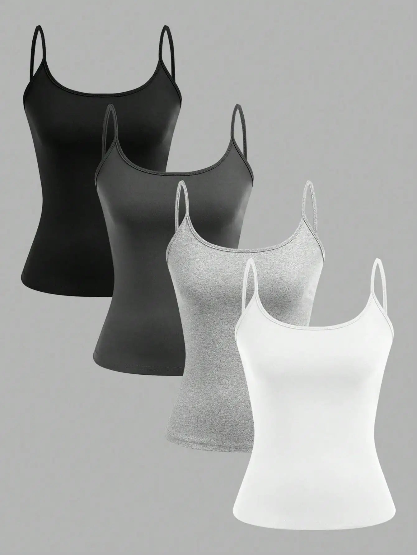 Top Damski na Ramiączkach Jednolity – Zestaw 4 Sztuk Camisole na Lato