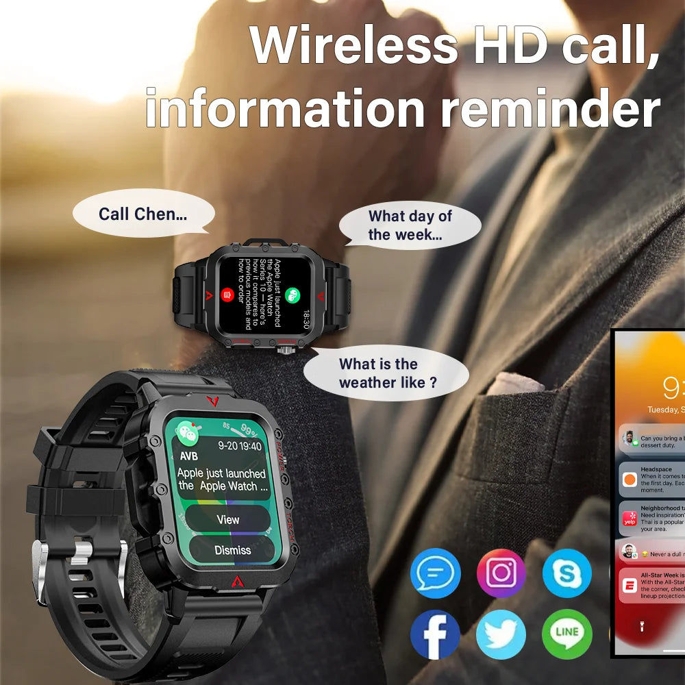 Smartwatch LAXASFIT Q11 – Latarka LED, Monitorowanie Zdrowia, Sport