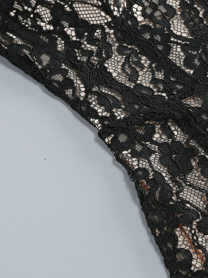 Czarna Koronkowa Sukienka Maxi Bodycon V-neck – Wieczorowa na Imprezę i Randkę