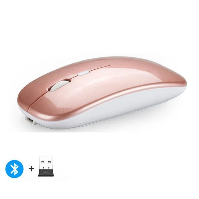 Mysz bezprzewodowa Bluetooth 2.4GHz cicha ładowana USB 1600 DPI