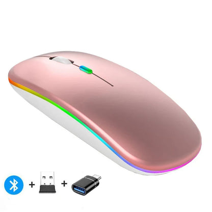 Mysz bezprzewodowa Bluetooth 2.4GHz cicha ładowana USB 1600 DPI