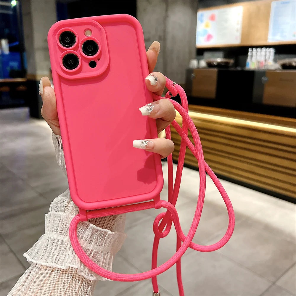 Etui z paskiem przez ramię do iPhone - regulowany sznurek, ochrona przed zarysowaniem