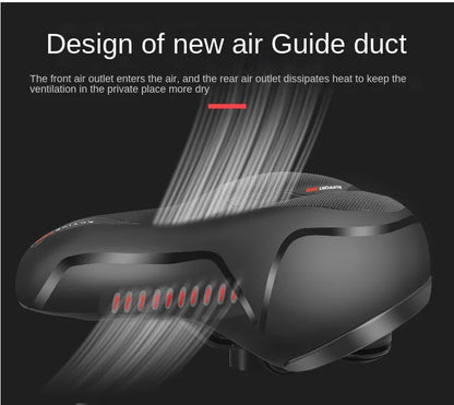 Hollow Breathable Bicycle Saddle Men Women MTB Road Bike Saddle Shock Absorbing Comfortable Big Butt Bike Seat Safety Warning