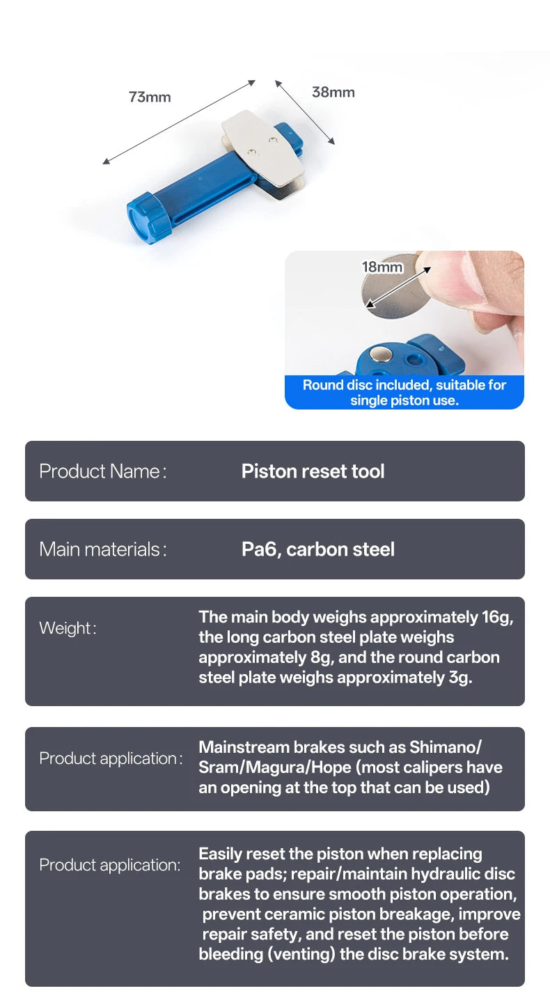 Portable Bicycle Brake Pad Spreader Tool 360° Rotatable Bike Oil Disc Piston Reset Hydraulic Brake Caliper Piston Extension