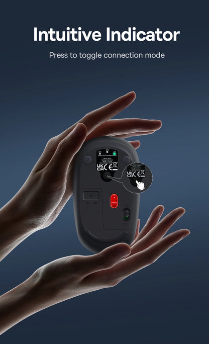 Baseus F01B Mysz Bezprzewodowa Bluetooth 3w1 (BT5.0 + BT3.0 + 2.4GHz) 1600DPI Cicha Ergonomiczna