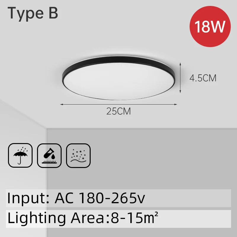 Lampa sufitowa LED 15W-50W | Plafon do kuchni, salonu, sypialni | 3000K/4000K/6500K | 220V
