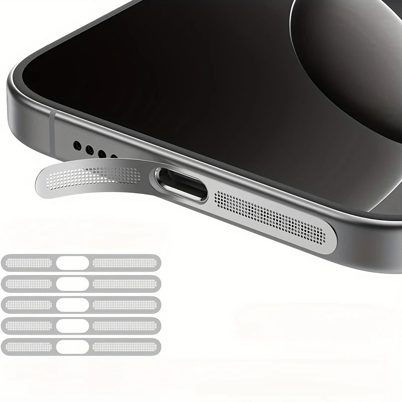 Siateczka przeciwkurzowa do iPhone 12 13 14 15 16 Pro – metalowa ochrona głośnika słuchawkowego (5 szt.)