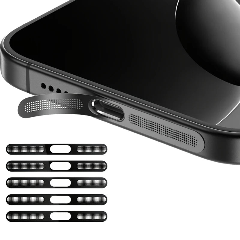 Siateczka przeciwkurzowa do iPhone 12 13 14 15 16 Pro – metalowa ochrona głośnika słuchawkowego (5 szt.)