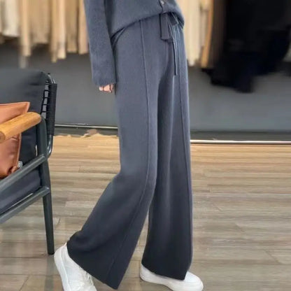 Czarne Spodnie Dresowe Damskie Wide Leg Wysoki Stan – Retro HipHop Korean