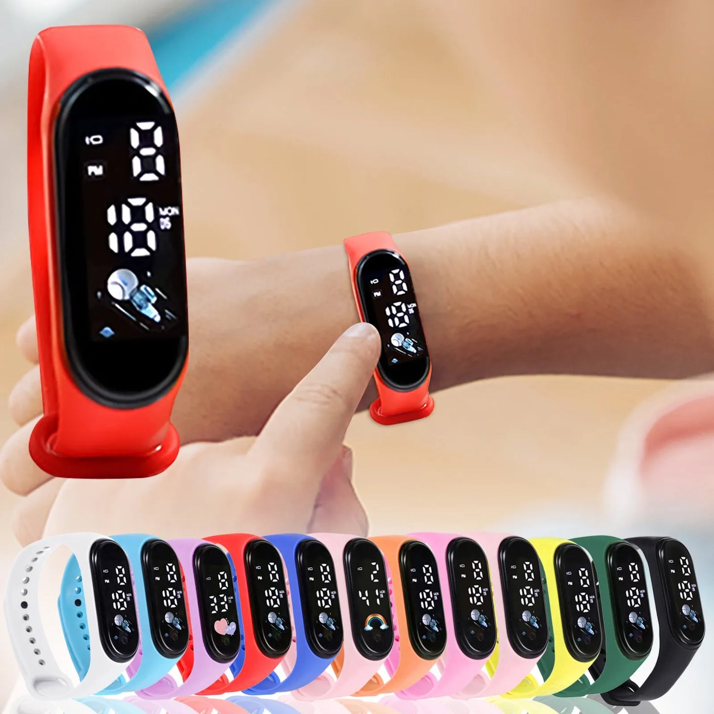 Smartwatch dla dzieci z cyfrowym wyświetlaczem – zegarek sportowy na silikonowej bransolecie