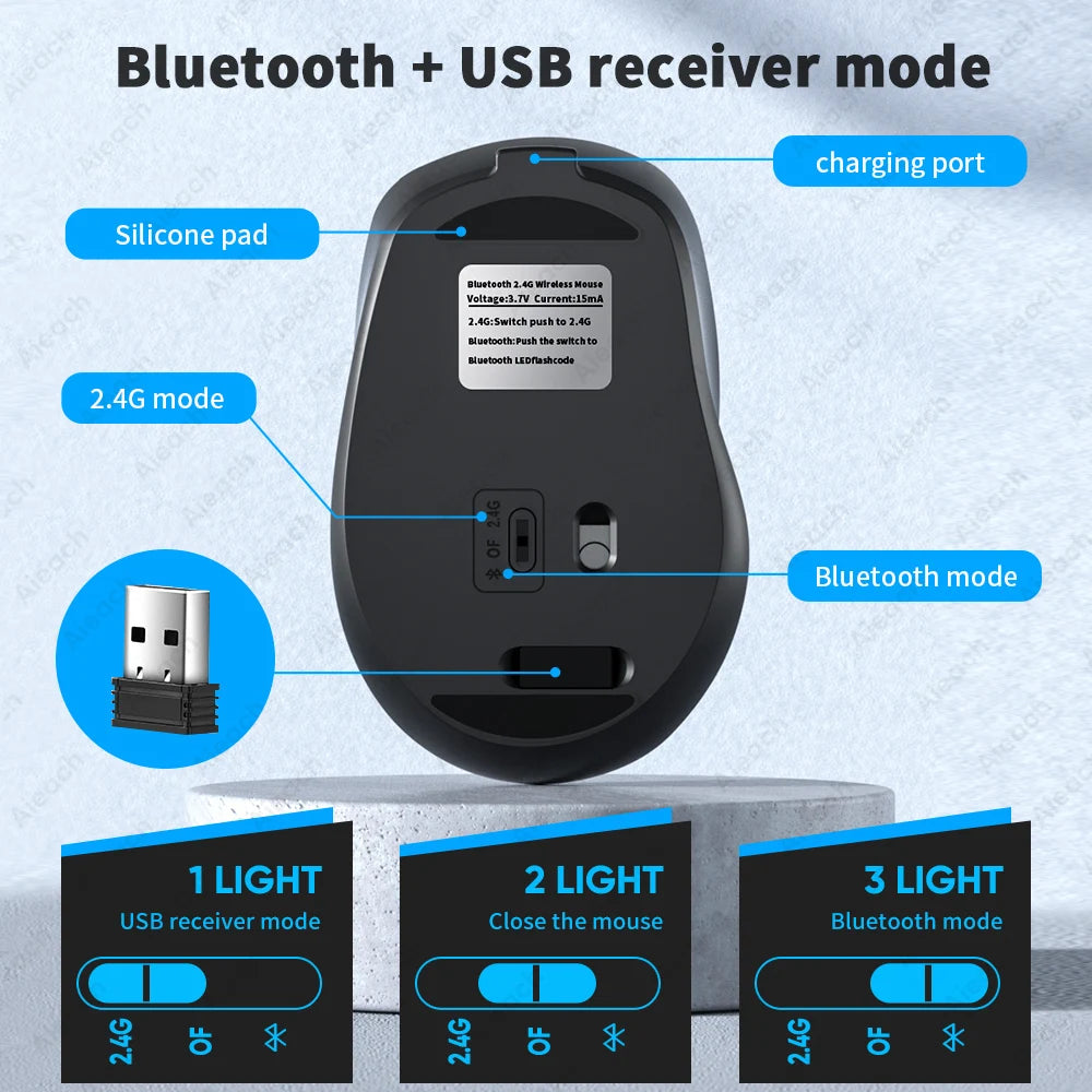 Mysz bezprzewodowa kompaktowa Bluetooth 1600DPI cicha