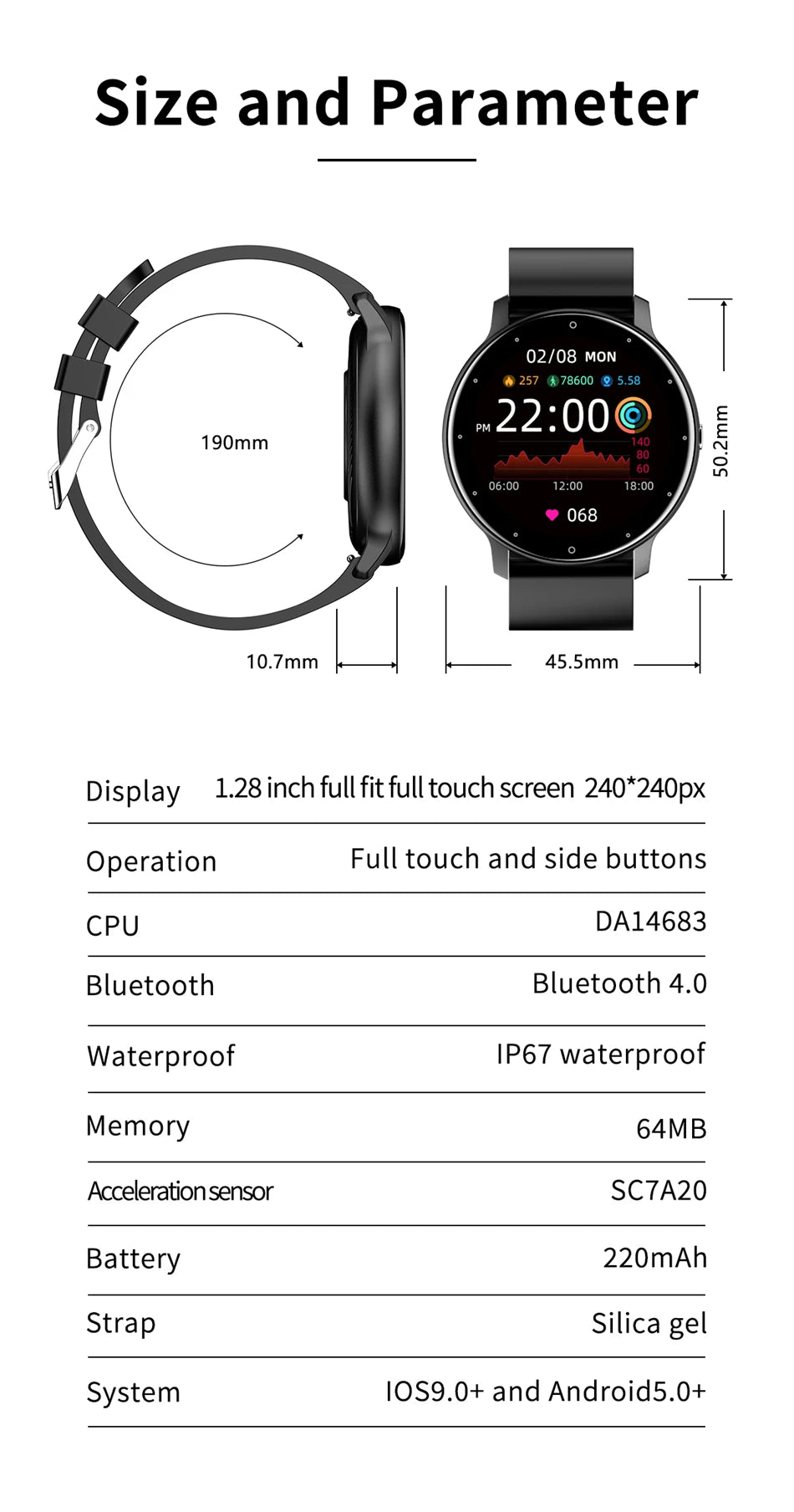 Smartwatch LIGE – Rozmowy Bluetooth, Puls, Tlen we Krwi, Tryby Sportowe