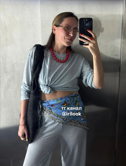 Damska koszulka z długim rękawem luźna miękka casual