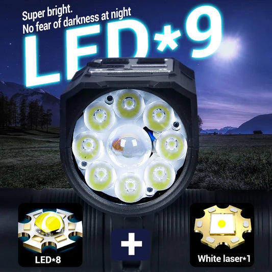 KDULIT 9 LED Bicycle Headlight USB Rechargeable Bike Lamp Super Bright Handlebar Lights Outdoor Waterproof Cycling  Front Light