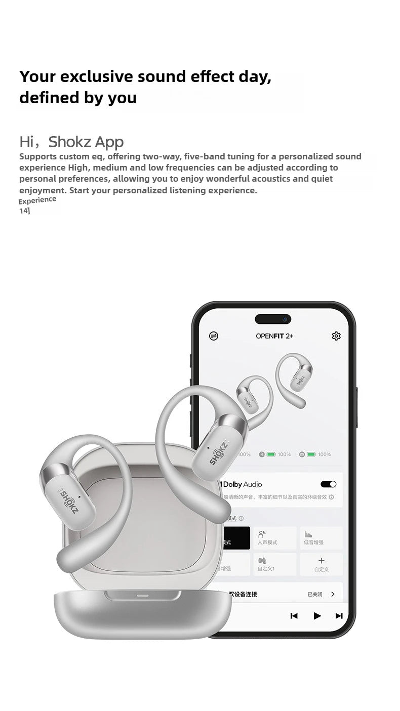 Shokz OpenFit 2+ słuchawki open-ear z Dolby Audio