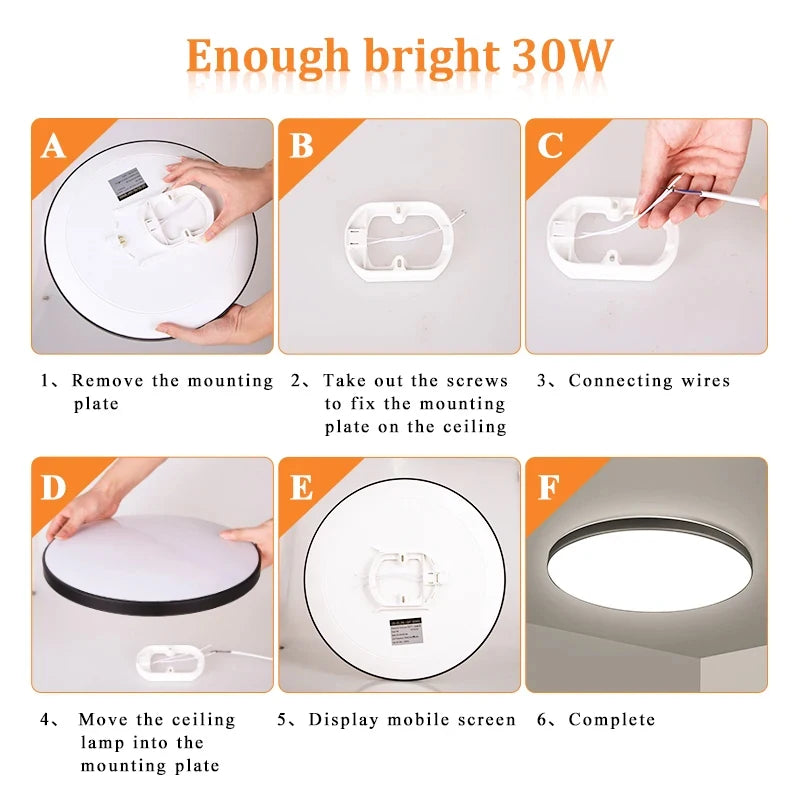 Plafon LED 18W/30W/40W IP44 do łazienki, kuchni i salonu – zimna, neutralna i ciepła biel