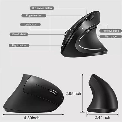Pionowa Mysz Bezprzewodowa Ergonomiczna 2.4GHz 6 Przycisków DPI 800/1200/1600 do Laptopa PC