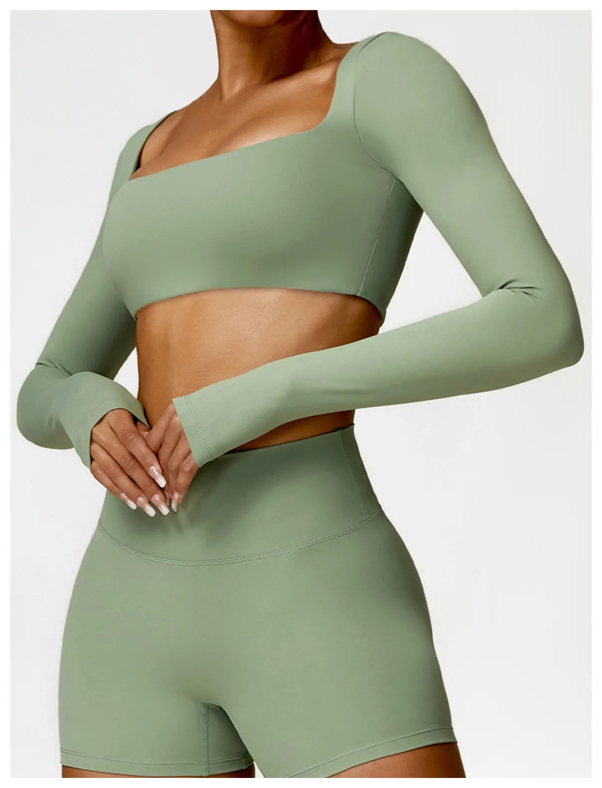 Sportowy Crop Top Damski z Kwadratowym Dekoltem – Szybkoschnący do Jogi i Siłowni
