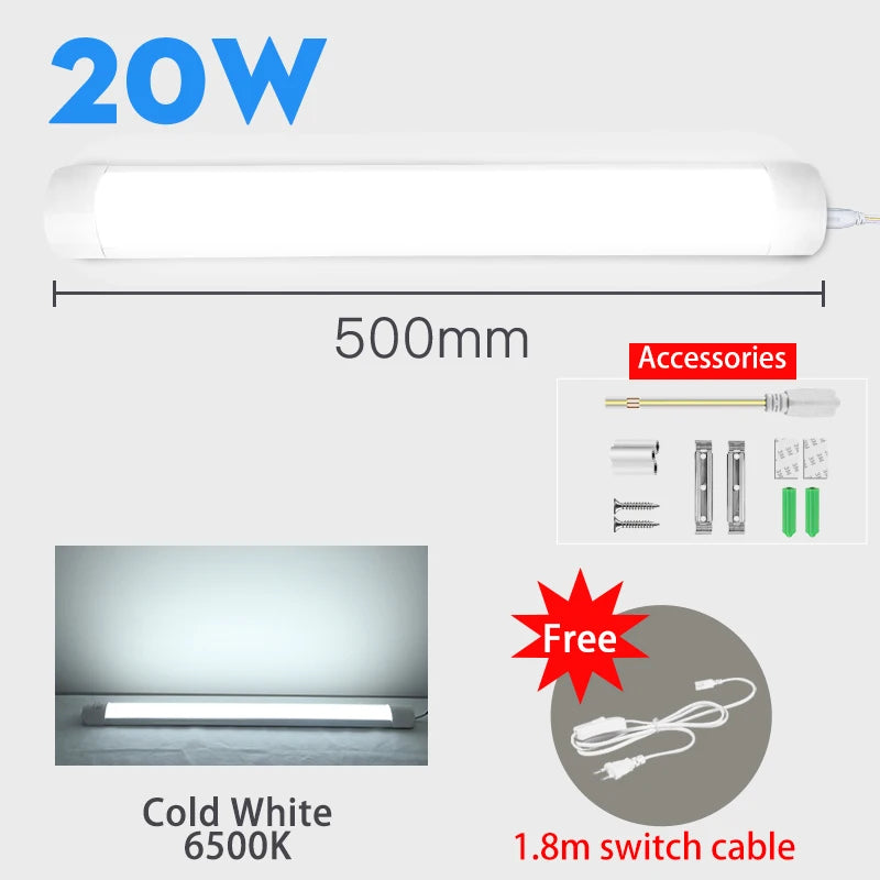 Lampa LED pod szafki kuchenne 10W/20W z przewodem 1,8m | 85-265V
