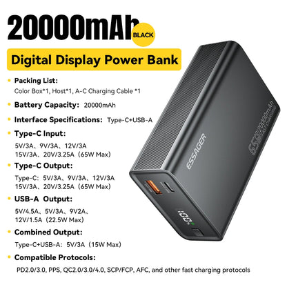 Power Bank 20000mAh PD 65W Szybkie Ładowanie iPhone