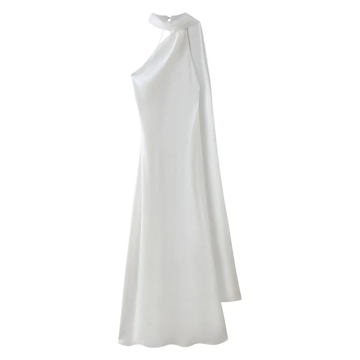 Satynowa Sukienka Halter Maxi z Odkrytymi Plecami – Wesele Studniówka Lato