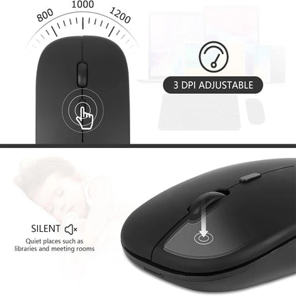 Mysz bezprzewodowa Bluetooth 2.4GHz cicha ładowana USB 1600 DPI
