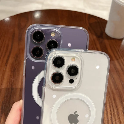 Magnetyczne przezroczyste etui MagSafe do iPhone 11 12 13 14 15 16 Pro Max Plus Mini – ochrona i ładowanie bezprzewodowe