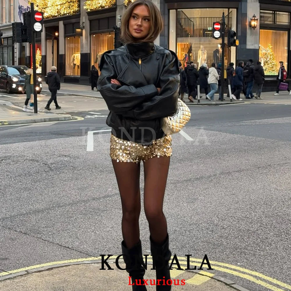 Kurtka skórzana damska oversize czarna – elegancki styl casual, wiosna 2026