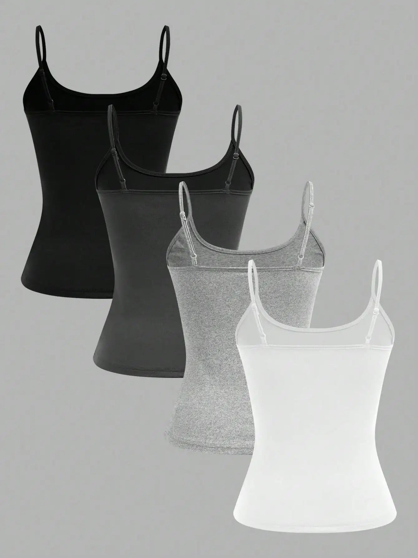 Top Damski na Ramiączkach Jednolity – Zestaw 4 Sztuk Camisole na Lato